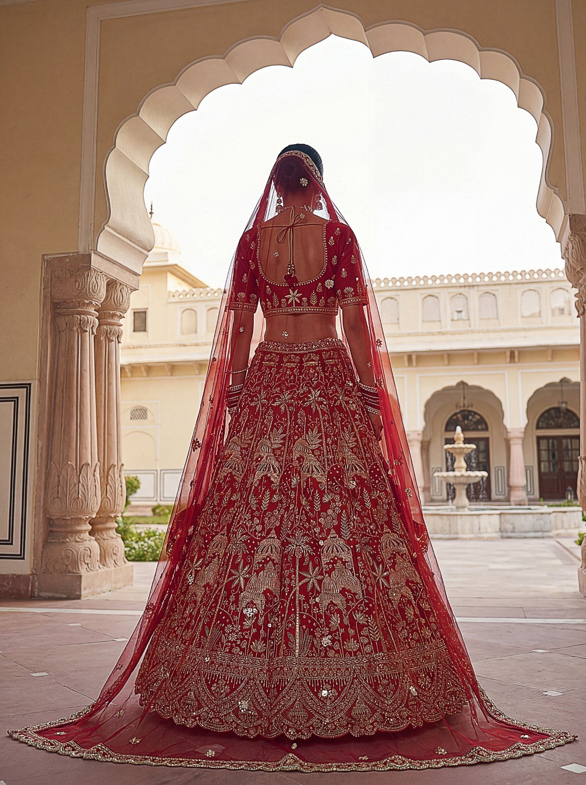 Luxury Silk Lehenga Choli Dori Zari Sequins Bridal Reception Outfit