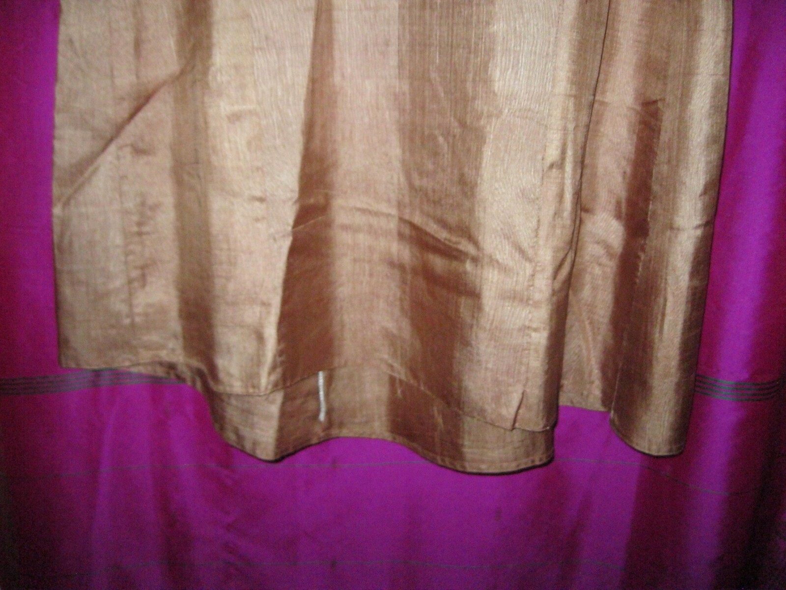 INDIA, SILK GARMENT SZ. M., MANGO COLORED W/ GOLD THREAD FRONT, 3/4 SLEEVES