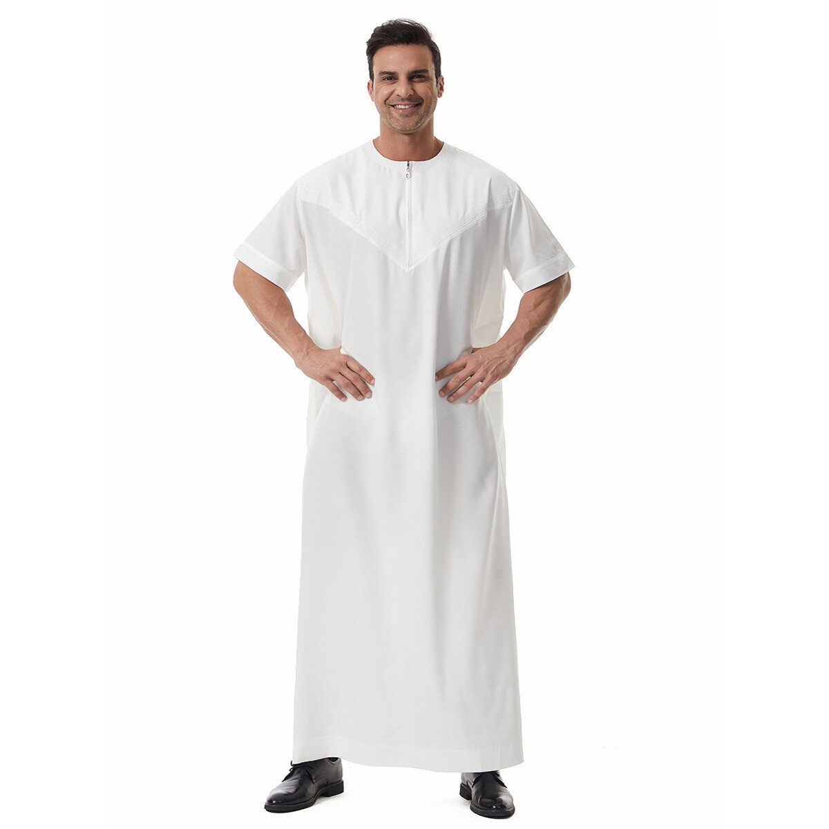 Men Thobe Jubba Thoub Muslim Men Short Sleeve Kaftan Saudi Arab Thoub Dishdasha