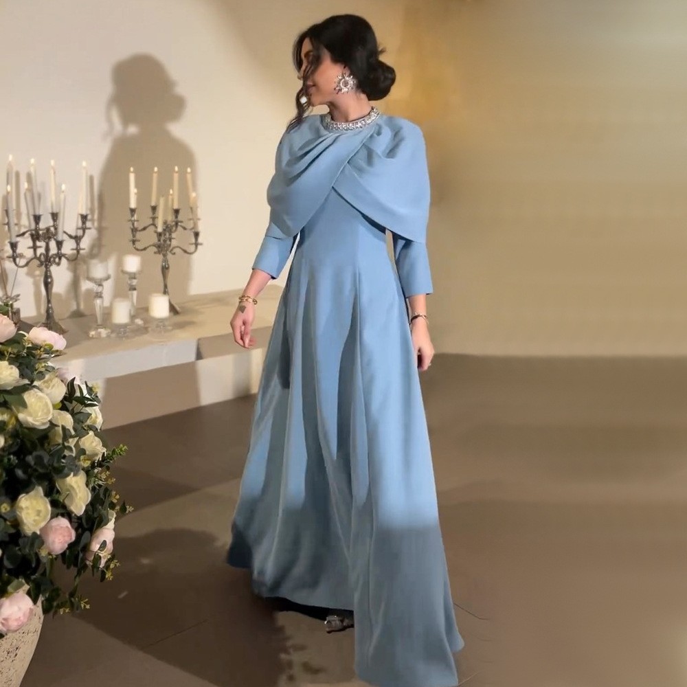 Elegant Muslim Maxi Dresses Women O Neck Shawl Pearl Diamond High Waist Abaya