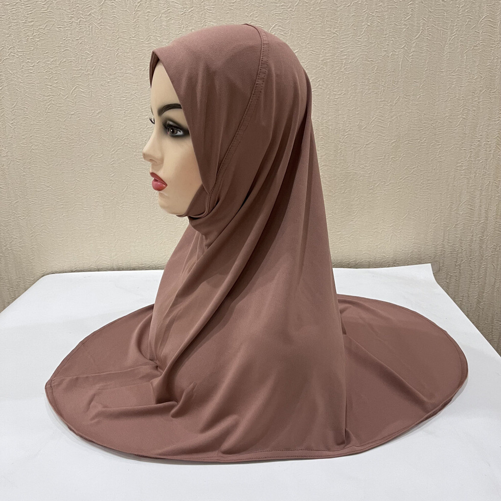 Teenage Girls Dwarf Womens Solid Color Amira Turban Muslim Prayer Hijab Headwear