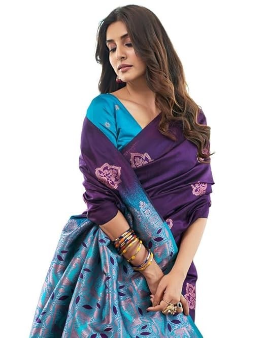 Women Jacquard Kanjivaram Soft Silk Saree Pure Silk With Unstitched Blouse Piece