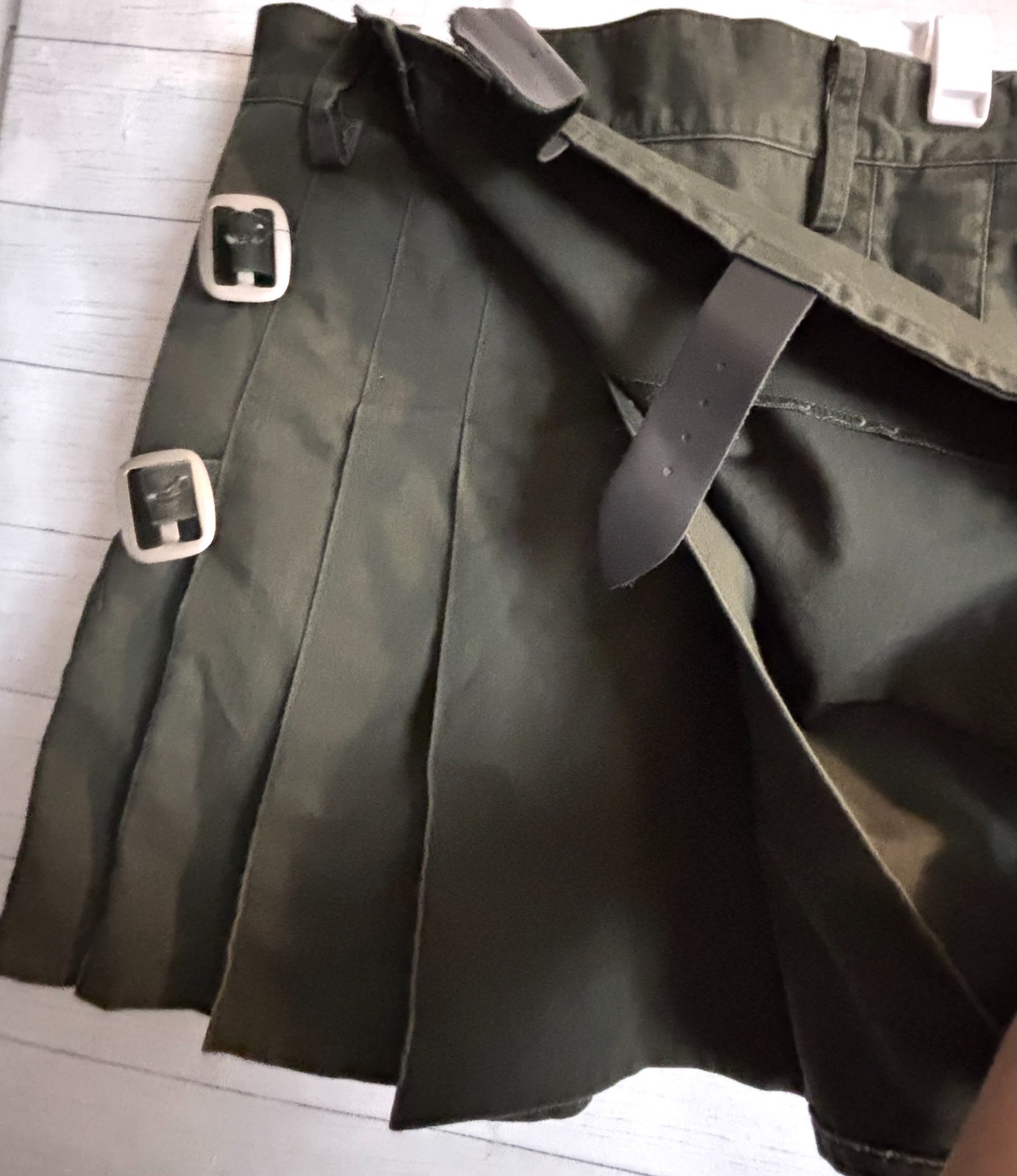Kommando Kilts Utility Waist Size 46 48 Olive Green Pleated Buckle Pockets 2XL