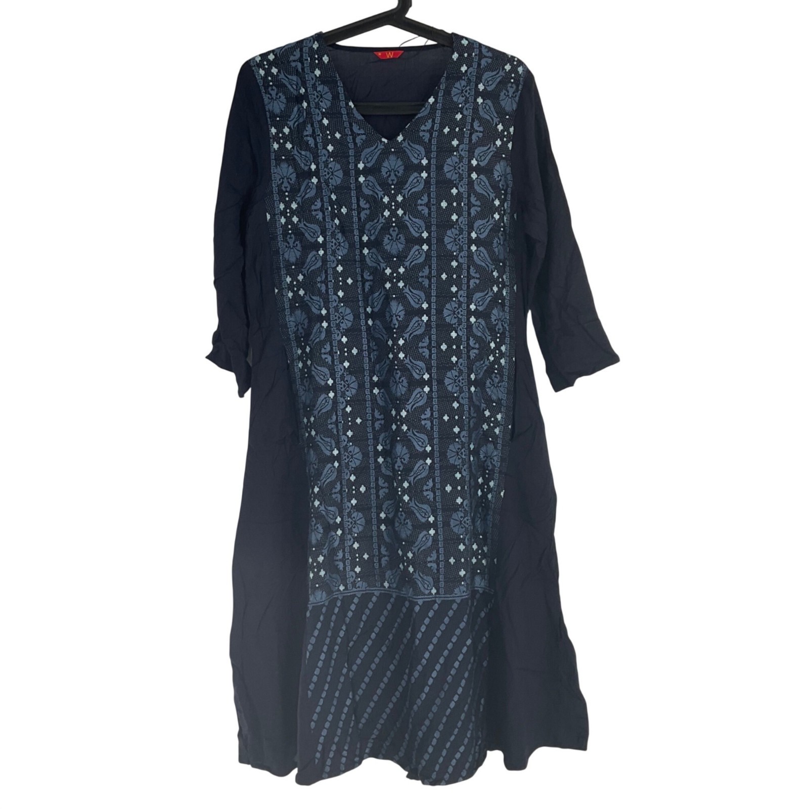 W Womens Navy Kurta Dress Size 10 100% Viscose Indian Ethnic Wear
