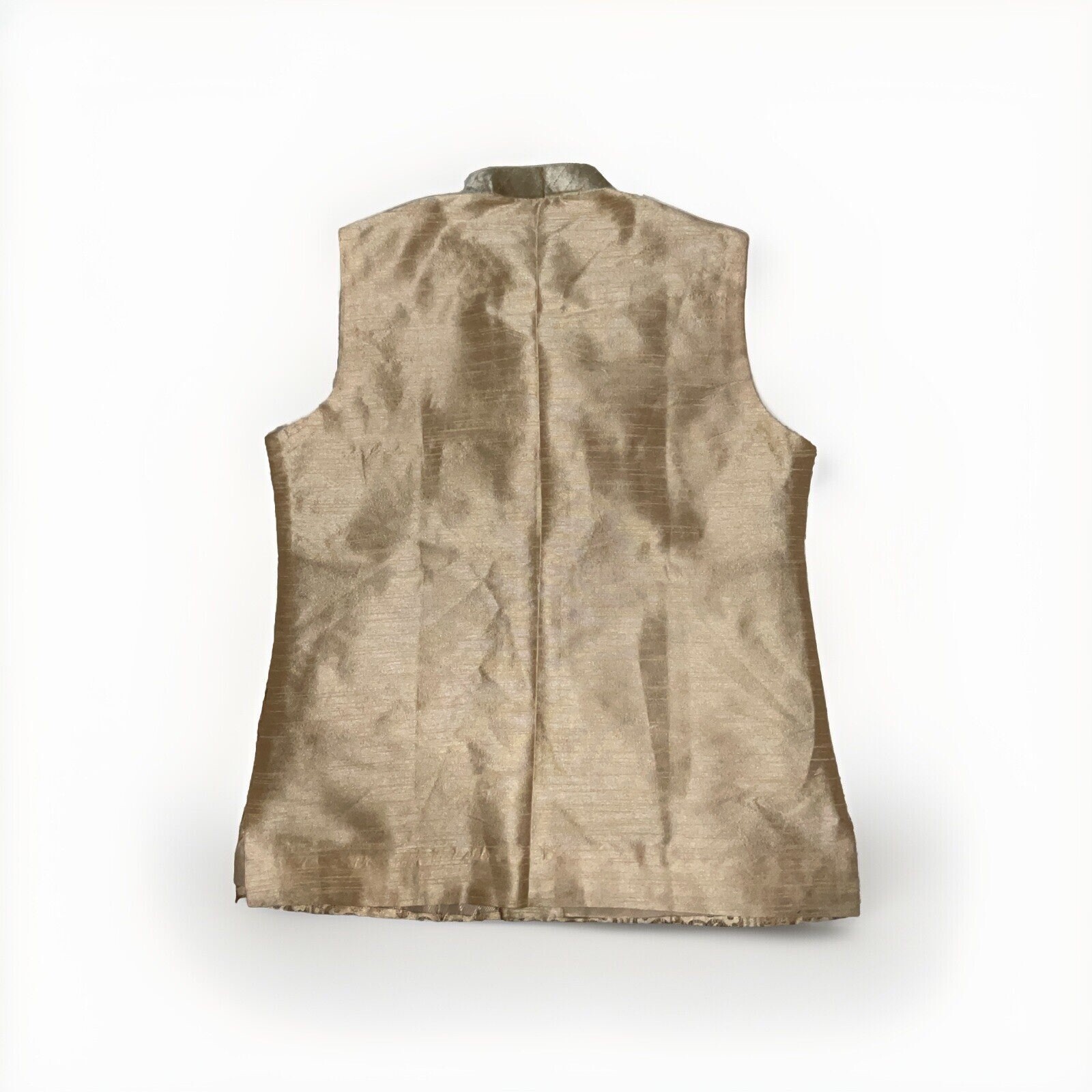Manyavar Men’s 1pc Jacket Vest Fawn Gold/Cream, Size Medium/38 NEW Made In India