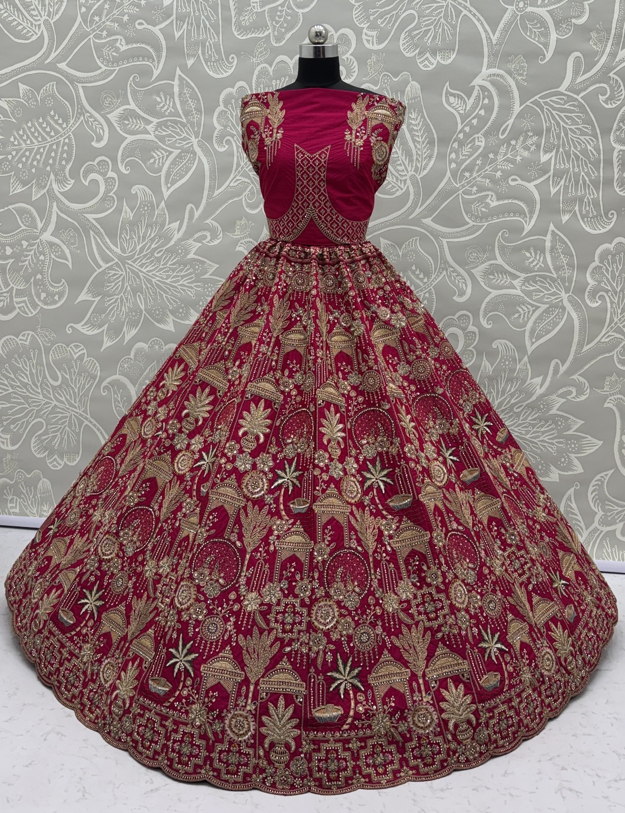 Gadhwal Silk Lehenga Choli Bridal Shower Wedding Reception Designer Set