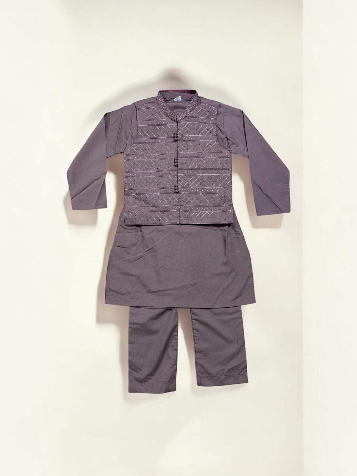 Traditional Soft Cotton Kurta, Pajama and Coat Set for Boys – Ethnic Wear- 212