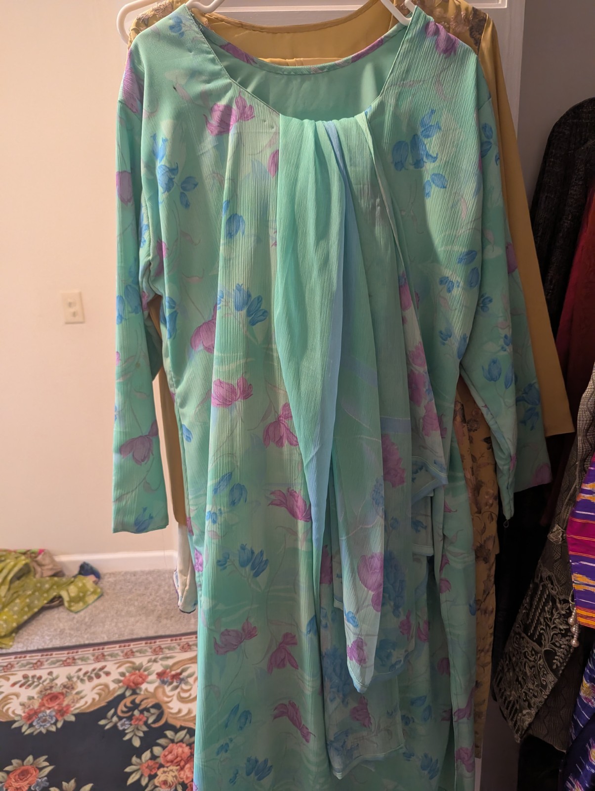 Pakistani 8 Suits Dresses Beautiful Long Kurta Shalwaar Dupatta Sz 44 .