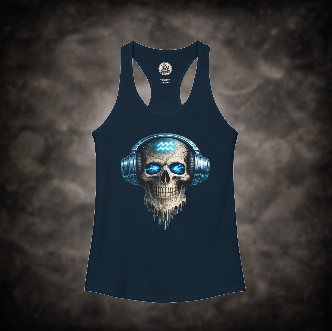 Aquarius Tank Top Zodiac Cosmic Skull Dark Celestial Women Streetwear