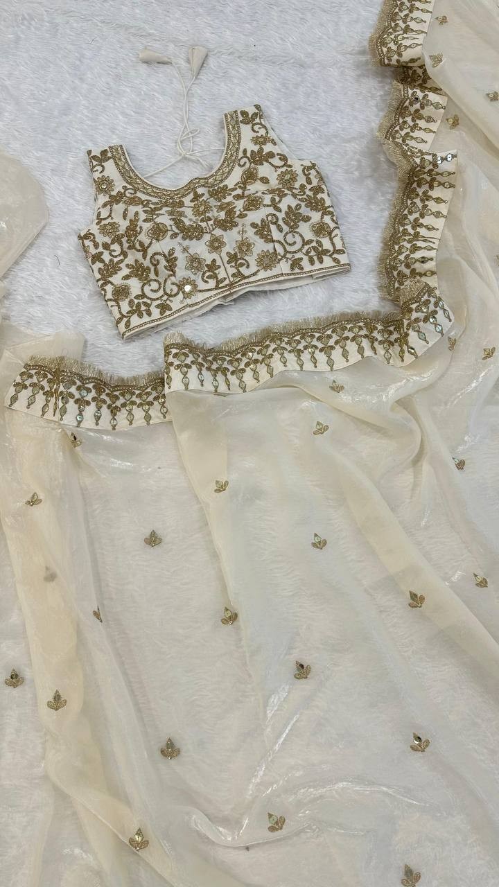 WEDDING DESIGNER BOLLYWOOD SAREE BLOUSE SARI INDIAN PAKISTANI UNSTITCH DRESS EID