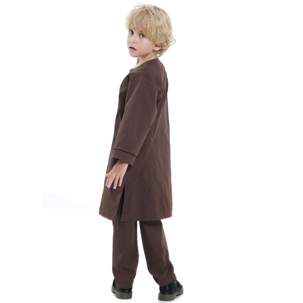 Boys Kids Arab Kaftan Saudi Thobe Thoub Top Pant Robe Daffah Dishdasha Islamic