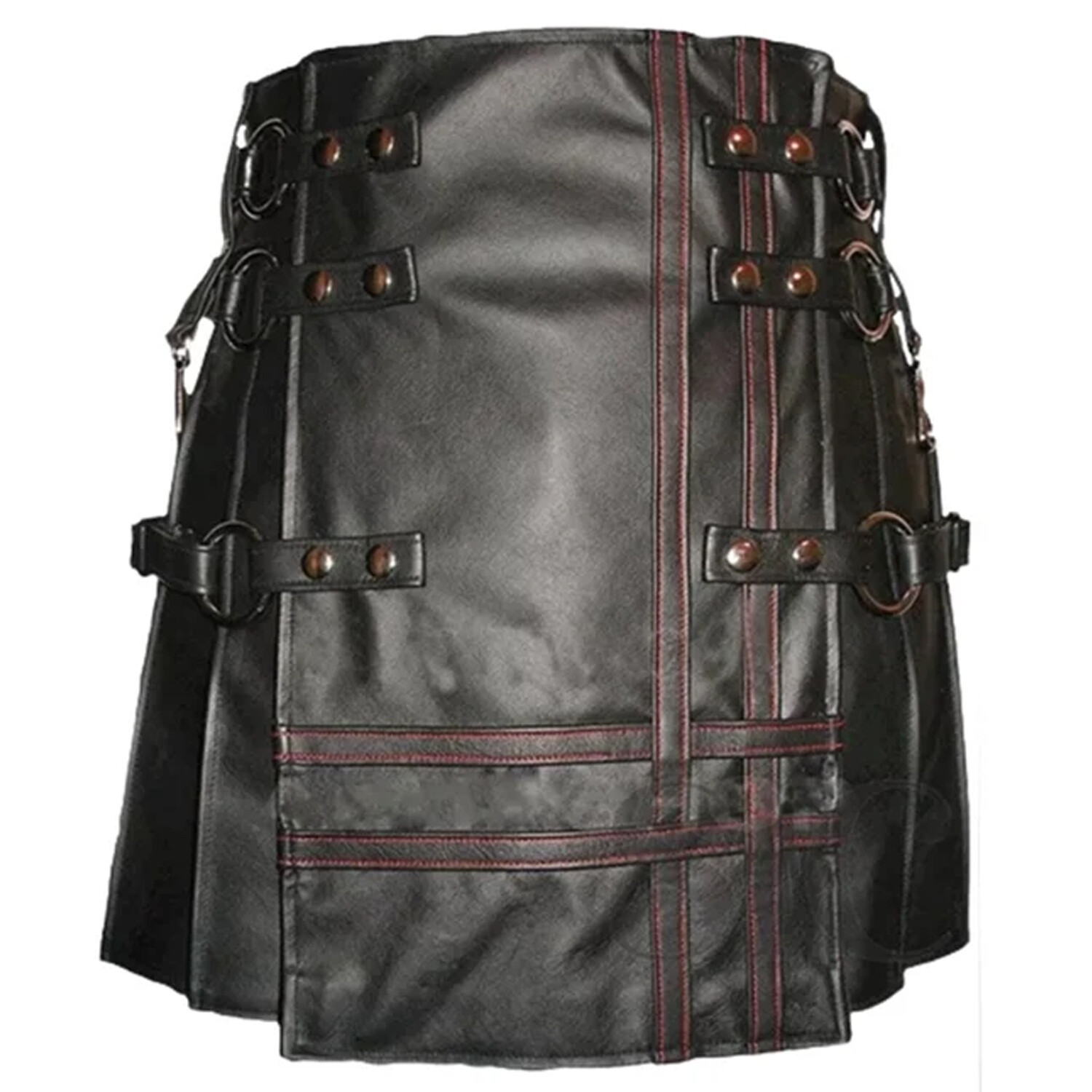 Men’s Real Black Leather Utility Kilt Gladiator Punk LGBTQ Skirt fashion style