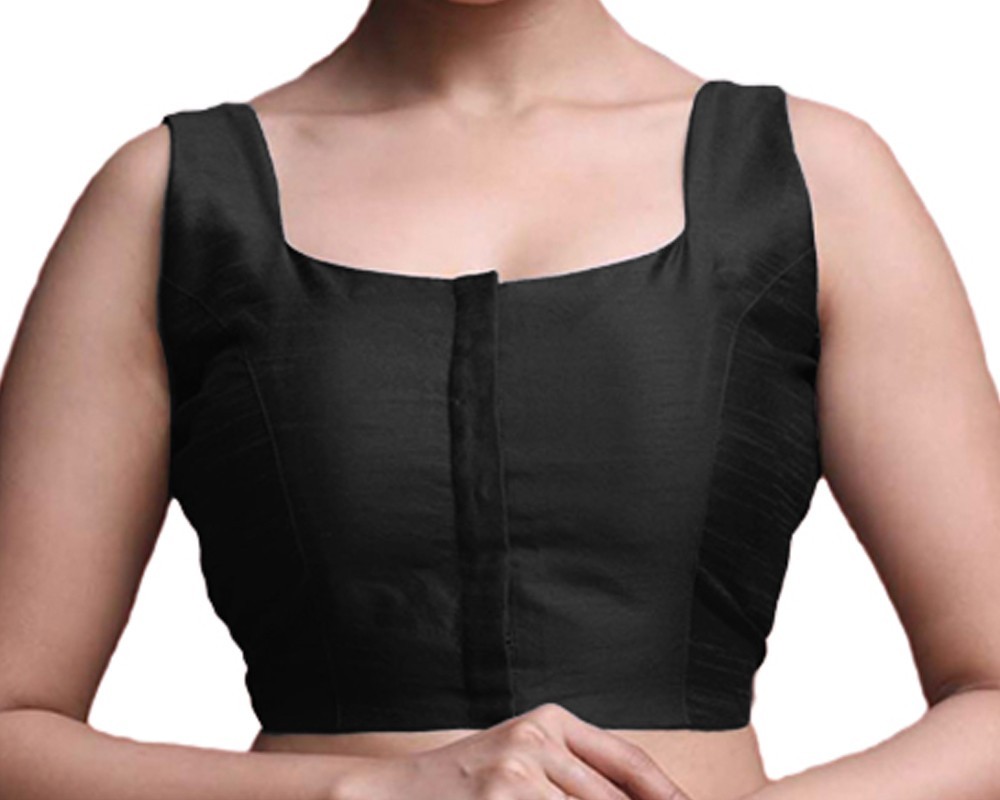 Way2Like Women’s Blouse Readymade U-Neck Saree Choli Sleeveless Taffeta Silk