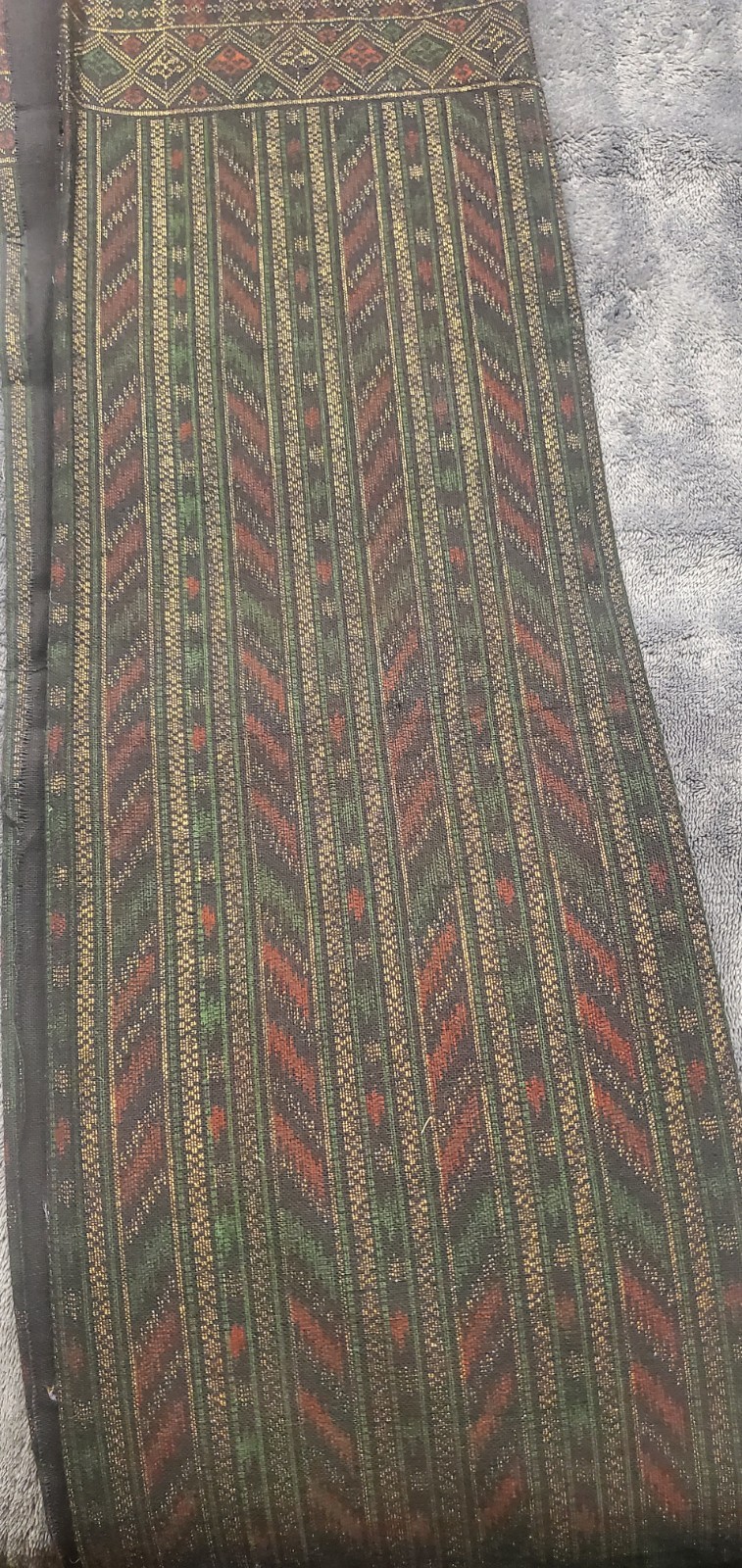 Authentic Thai Cotton Fabric Unstitched Sarong Traditional Ikat Pattern Black Gr