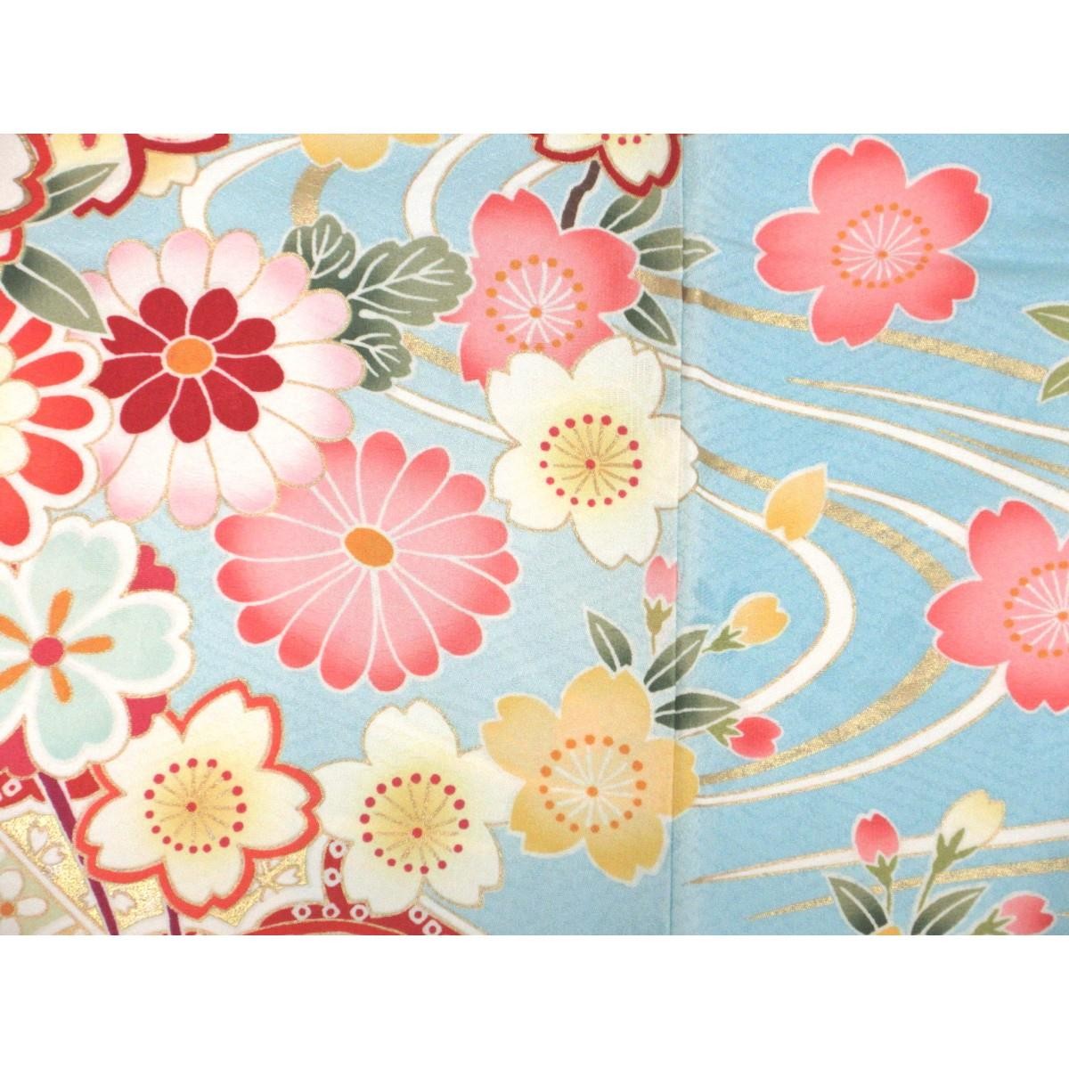 Authentic Japanese Kimono, Yuzen dyeing with gold leaf and gradation dyeing….