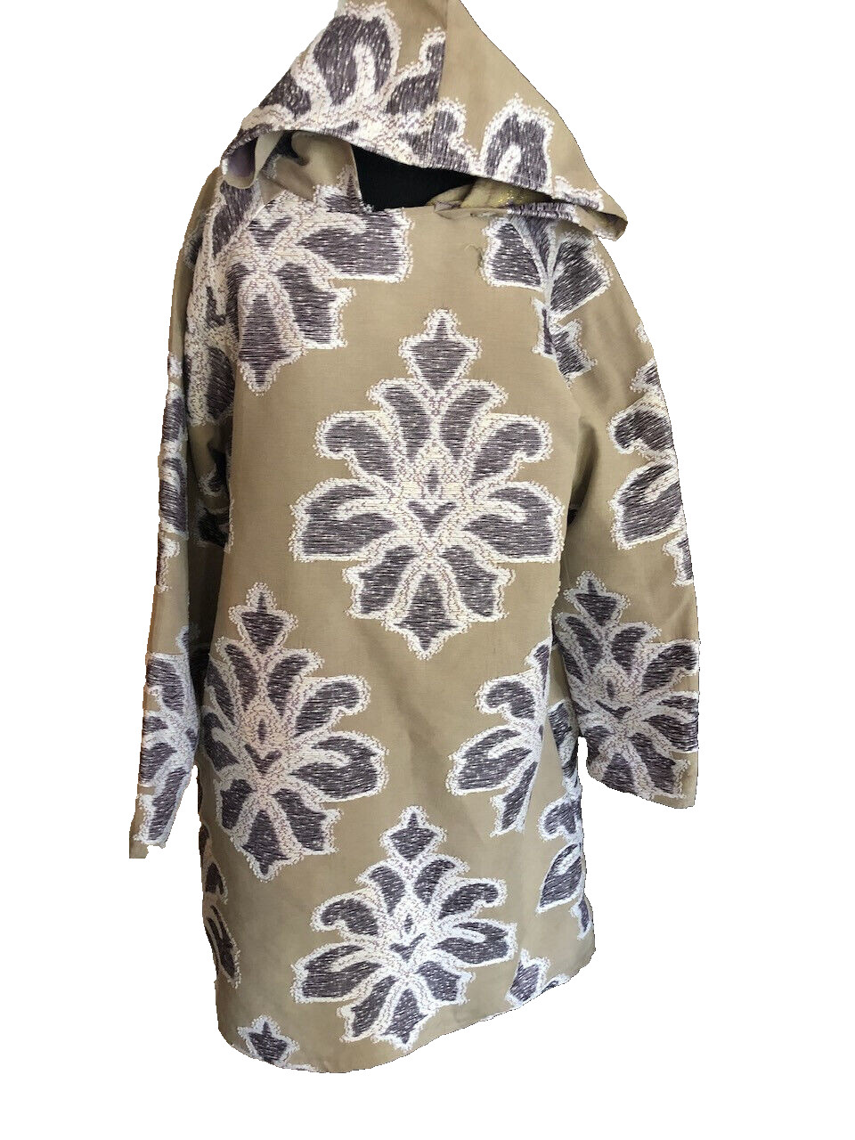 Custom Chinese Tunic Overcoat Coat hooded handmade thick Brocade material Small