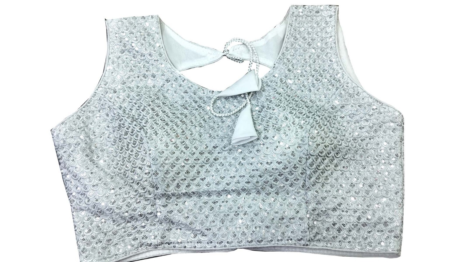 Indian Silver saree blouse sequins Crop Top Choli Blouse or women With Sleeve Ad