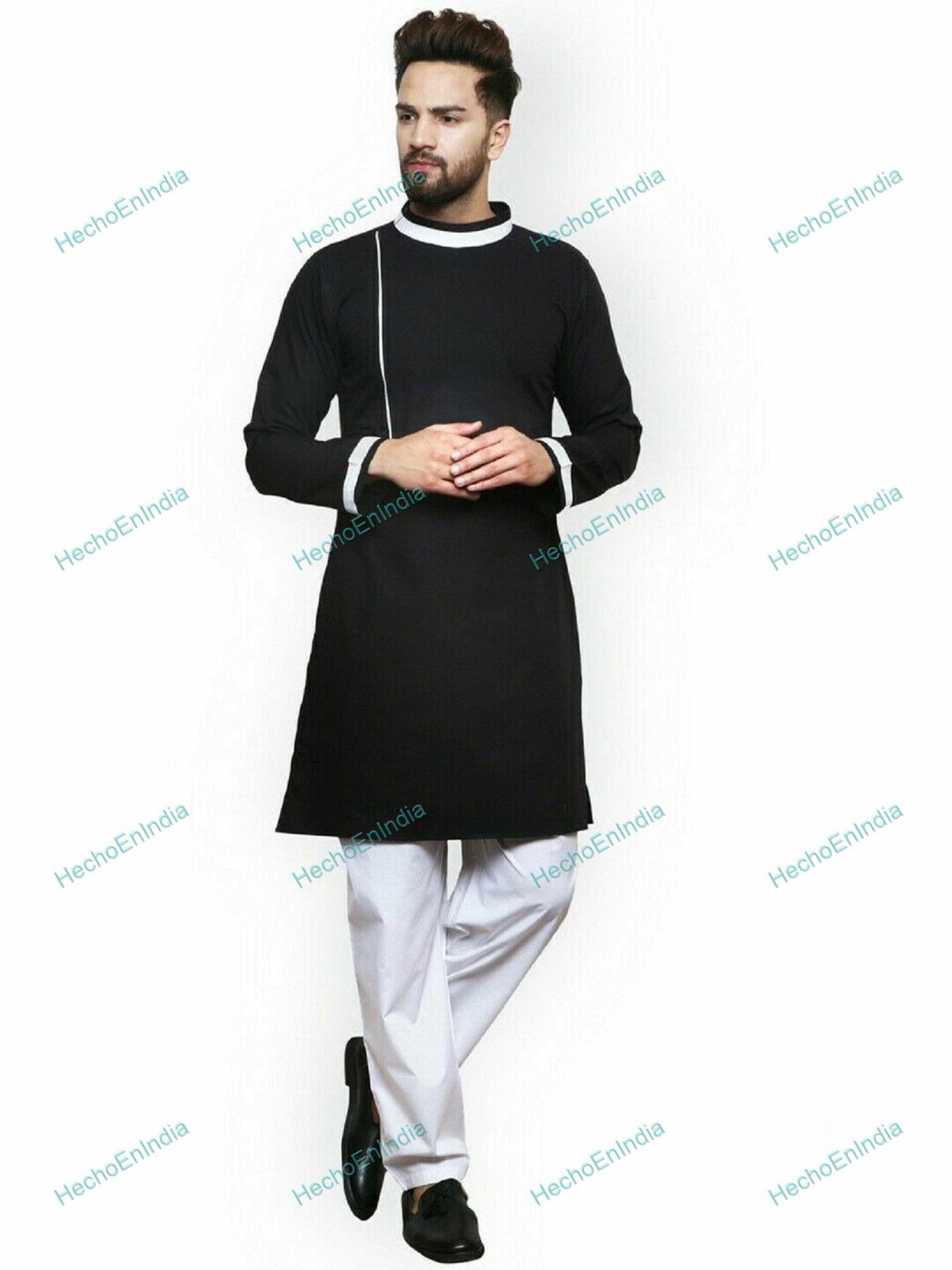Mens Kurta only Cotton Shirt kurta Mens Tunic Top Plus Size Solid Smart Neck Des