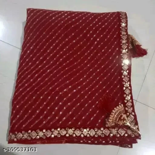Women’s Georgette Lahriya Bandhani Saree With Separate Blouse Piece