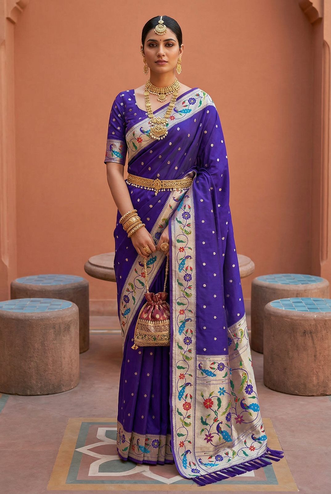 New Launching Soft Paithani Silk Saree With Blouse For Indian Function Wear