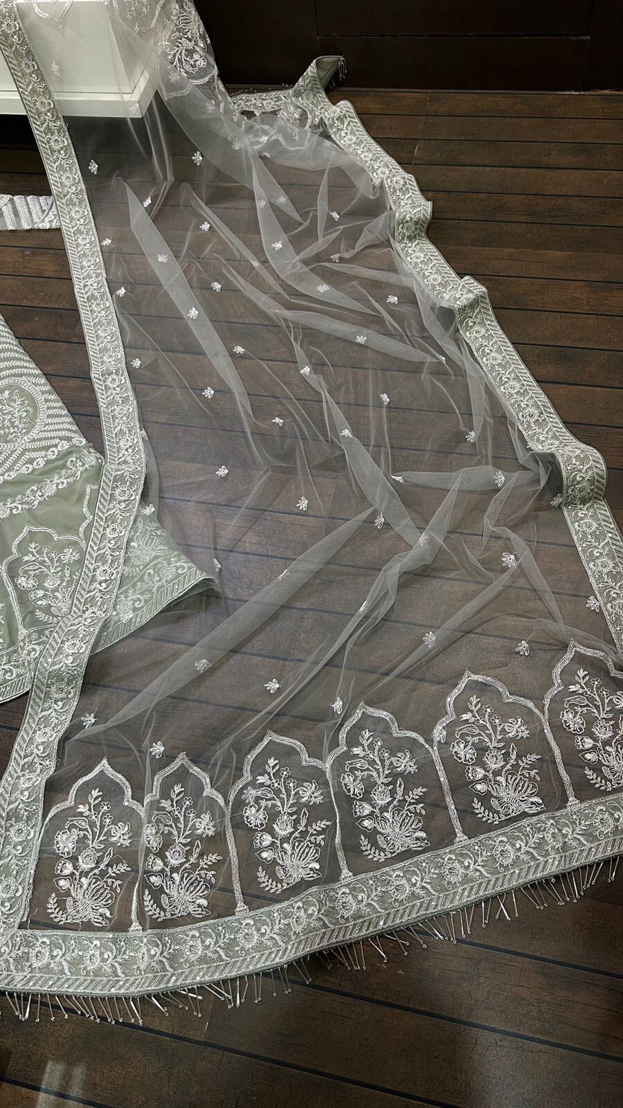 Reception Wear Sage Green Georgette Lehenga Choli And Fancy Dupatta For Women