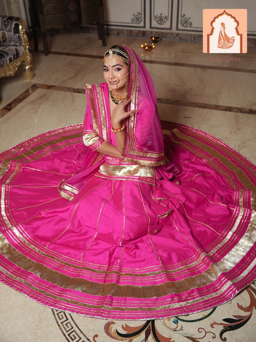 Pink Silk Kurta Skirt Set with Dupatta – Regal Rajputi Poshak Inspired