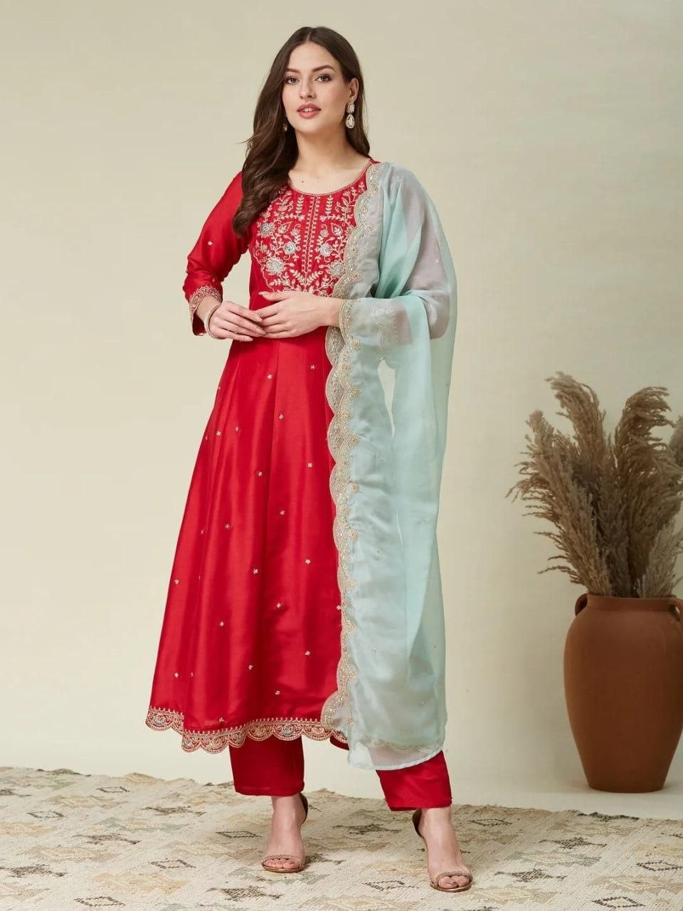Anarkali Gown Pakistani Salwar Kameez Ready made Suits Wedding Party Vichhitra