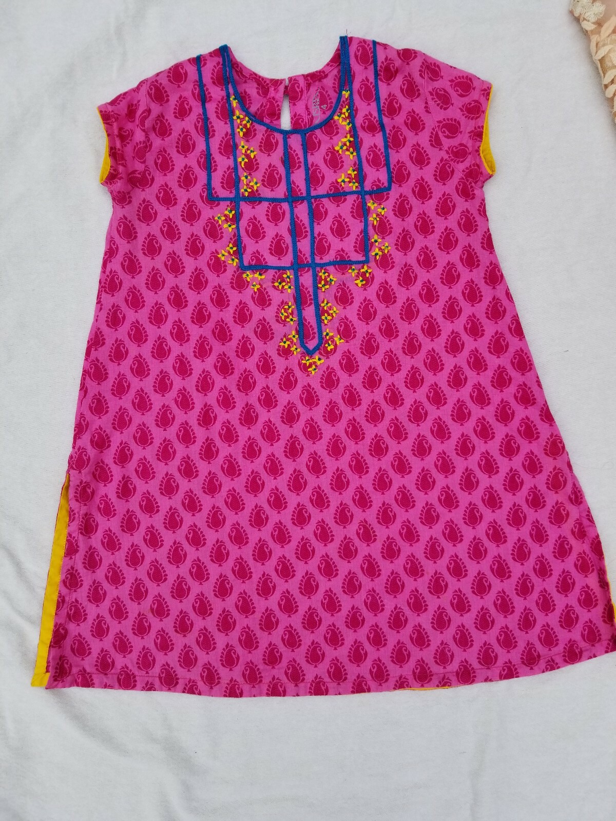 Nishat Linen Girls Pink Cotton Kurta Size 4