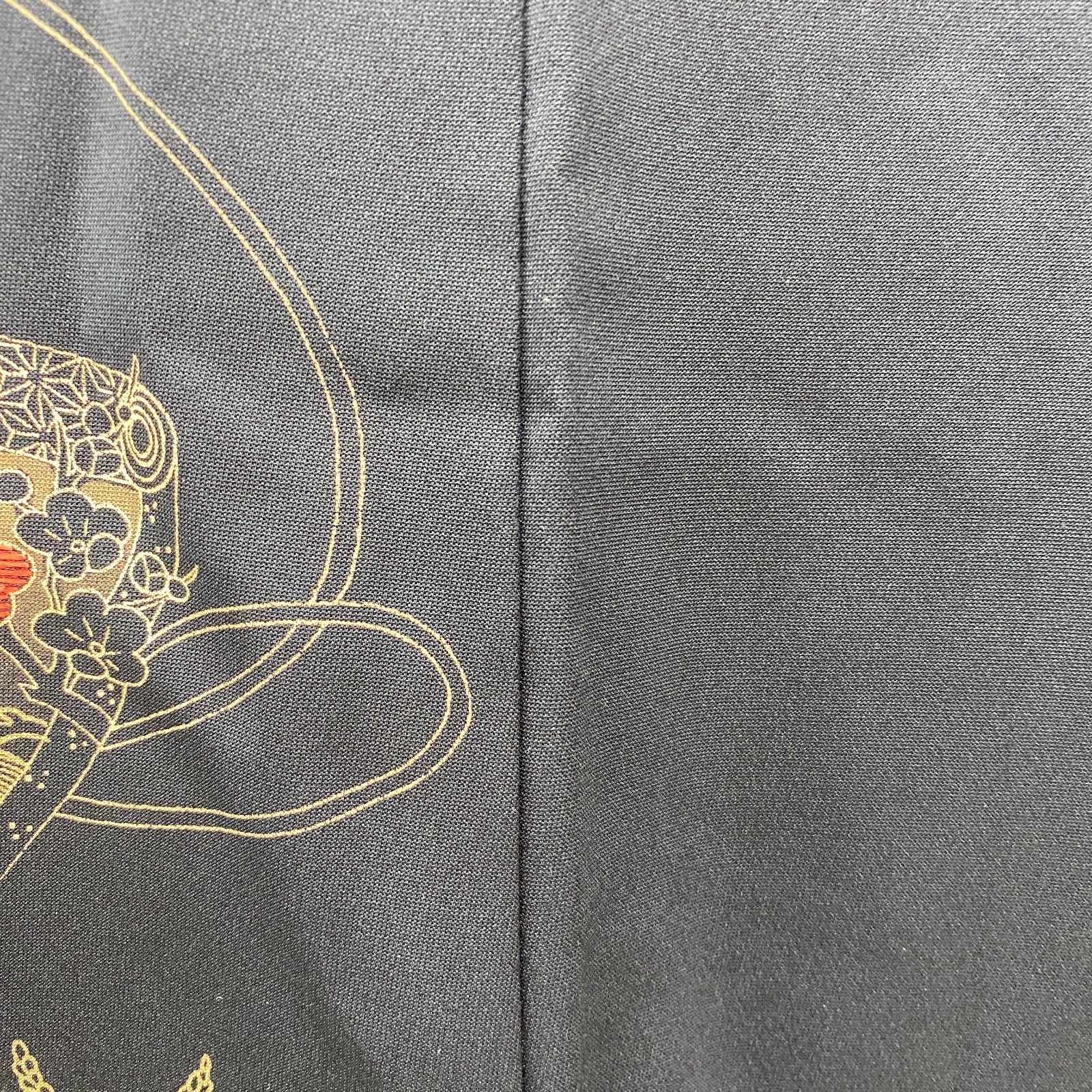 Japanese Vintage Kimono Haori Jacket Polyester Black Embroidery Traditional 30in
