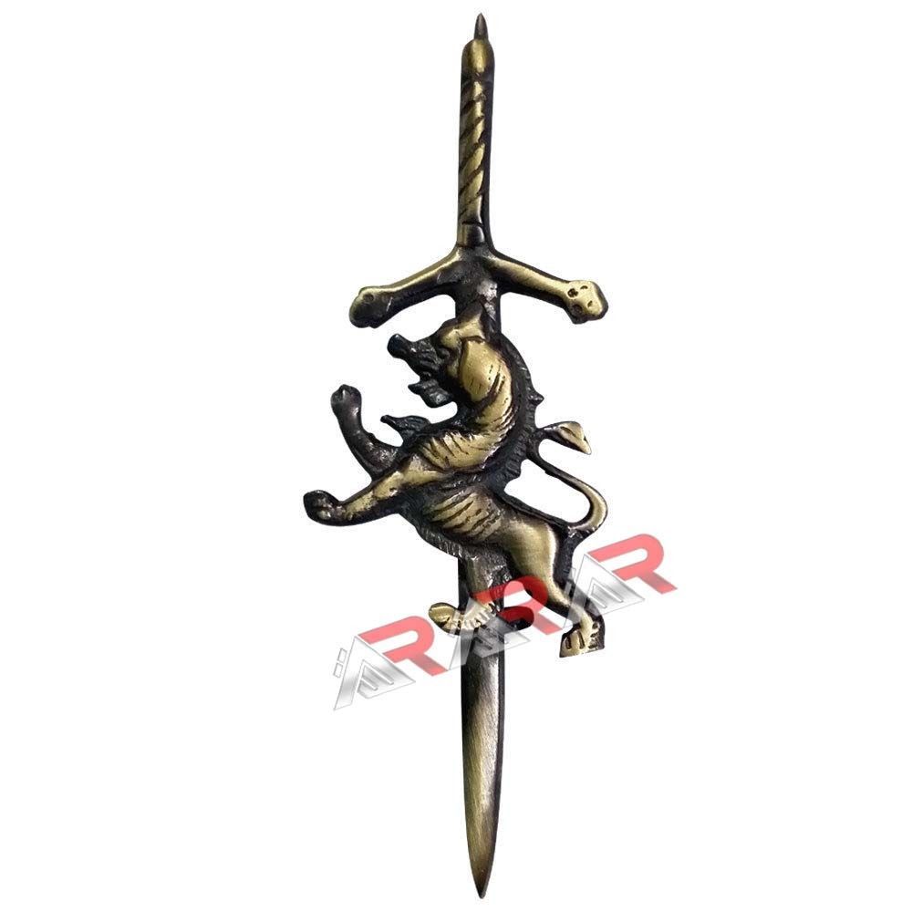 Kilt Pins Scottish Lion Rampant Highland Kilts Pin Brass Antique Finish 4″ AAR