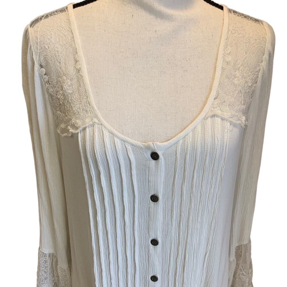 American Eagle Lace Tunic Button-Down, Bell Sleeves, Medium