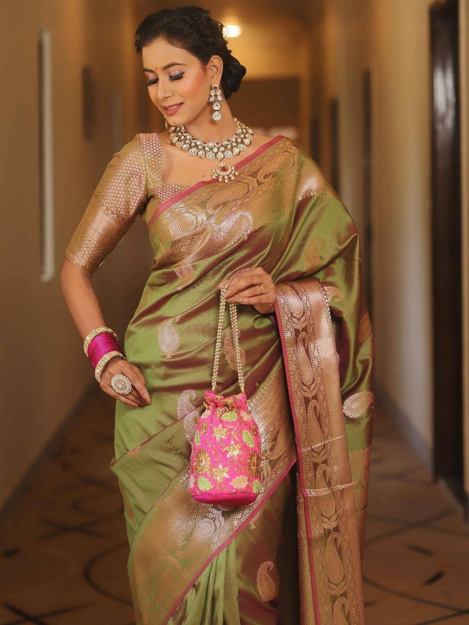 Women Pure Soft Designer Banarasi Saree Handloom Party Wedding Festive Bollywood