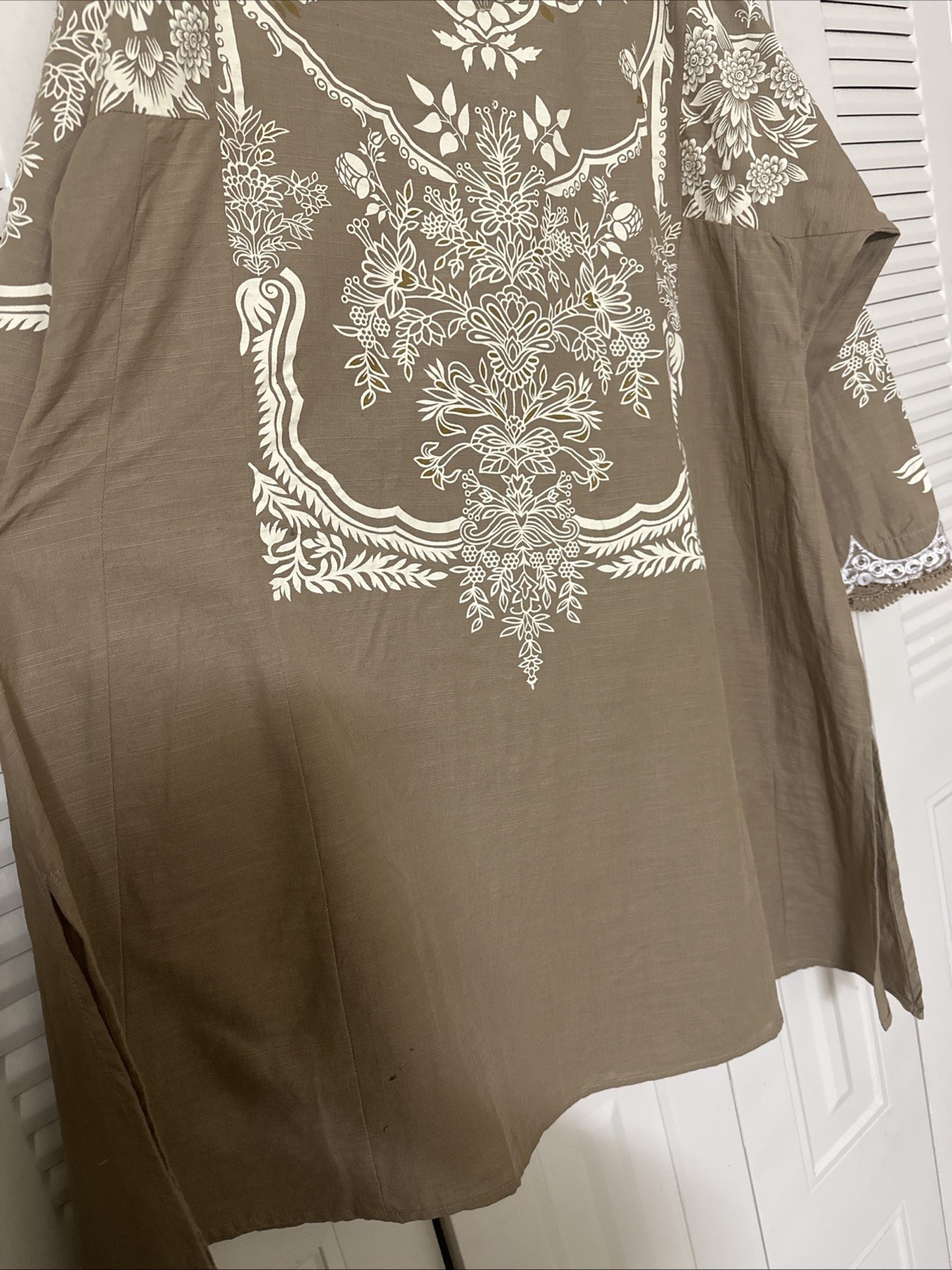 Khaadi Embroidered & Dye printed flared kurta with scalloped sleeves 2Pc Sz 14