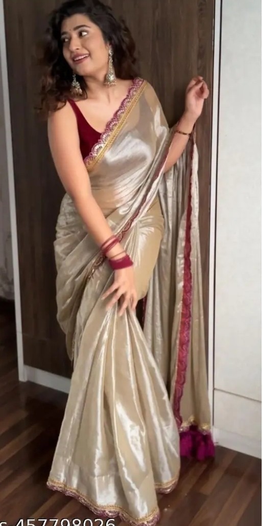 Bollywood DesignerIndian Shiny georgette Febric Embroidery Saree Unstitch Blouse
