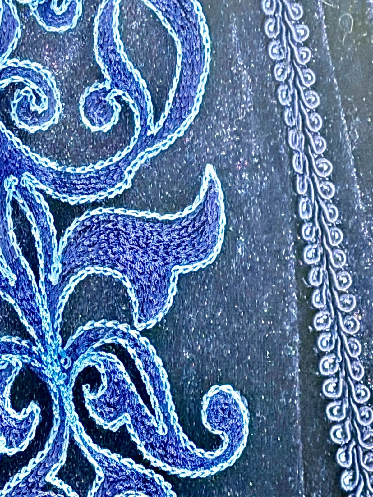 Ceremonial Uzbek Chapan Velvet Robe – Blue Embroidery – Central Asian