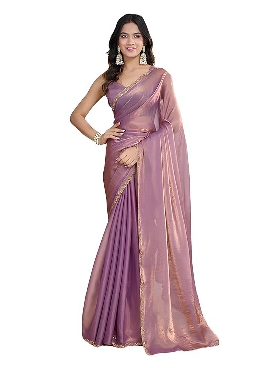 Women’s Soft Silk Saree with Handwork Lace Border & Unstitched Blouse Piece