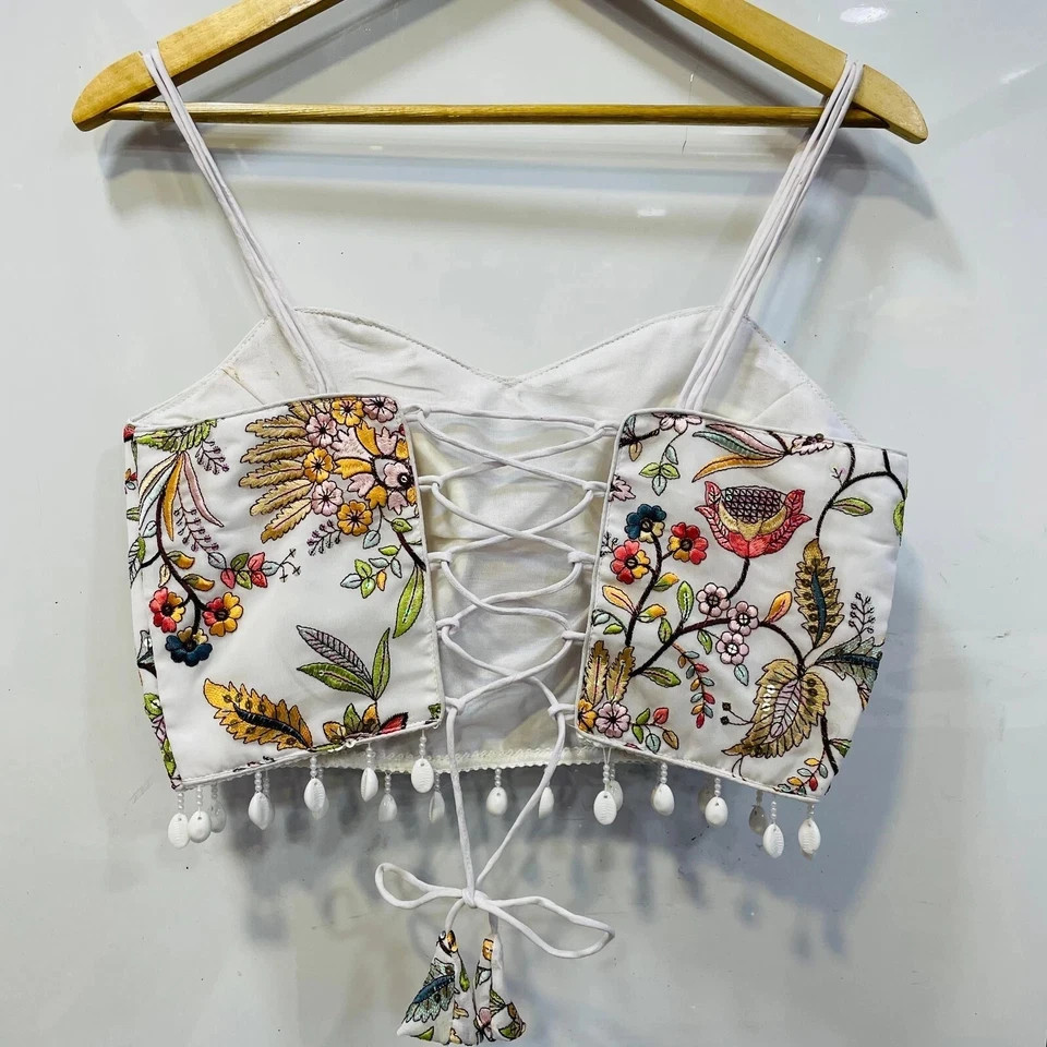 Indian white ReadyMade Saree Blouse Designer Wedding Bridal Sari Blouse Choli