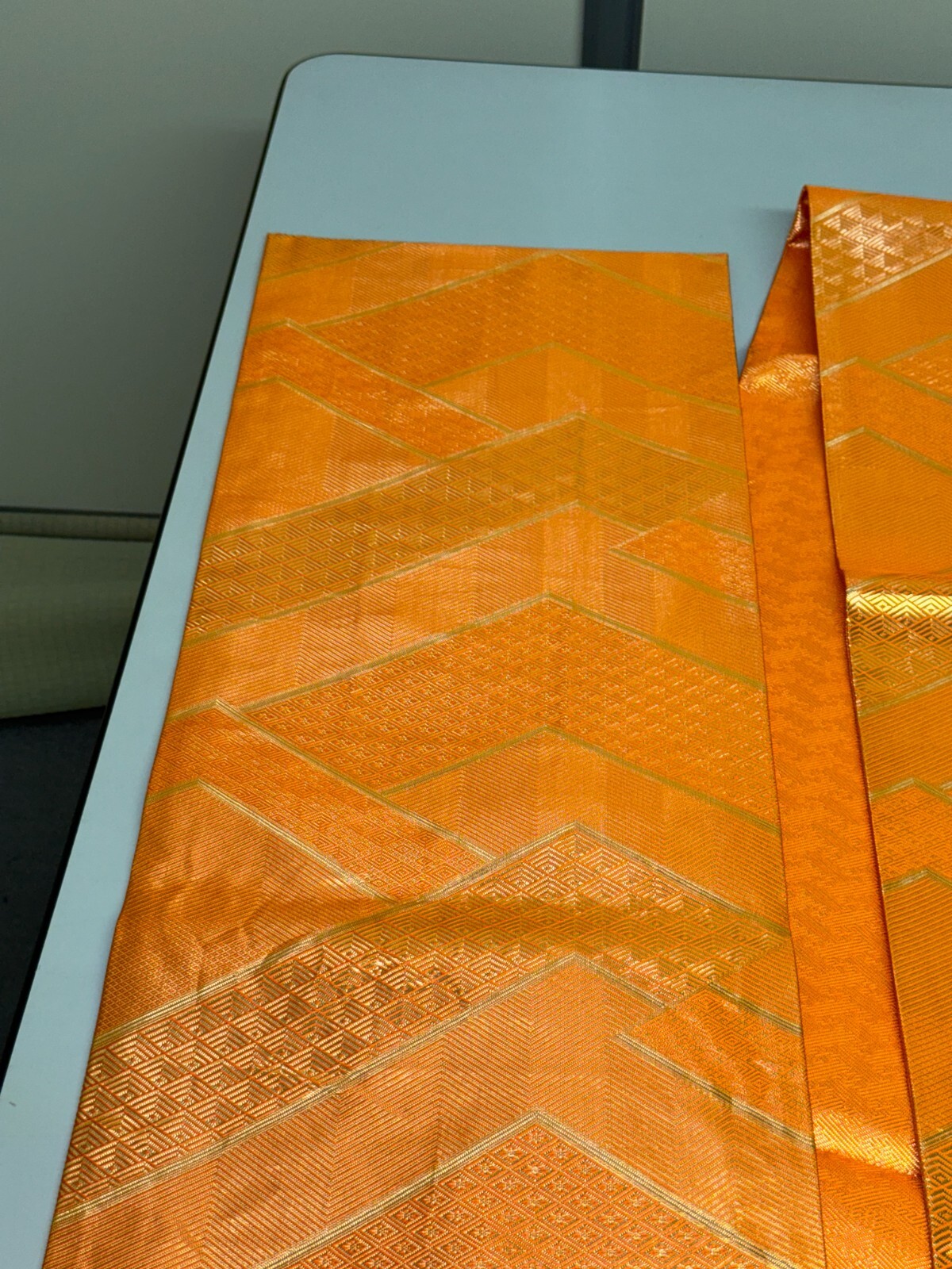 Japanese Vintage Kimono Fukuro Obi silk orange expensive tradition 170×12.2in