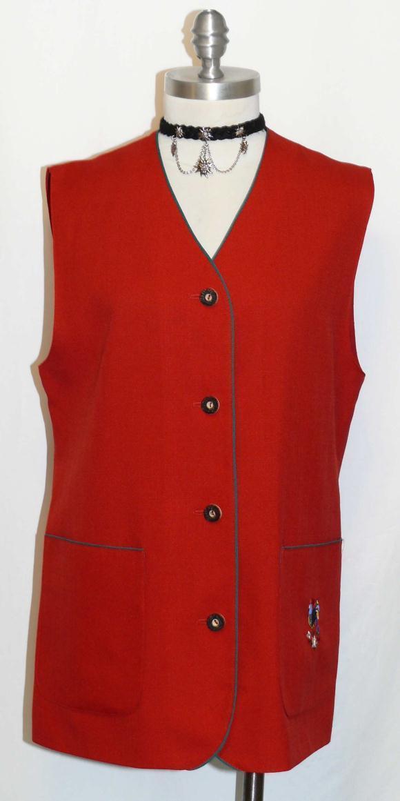 RED Long Jacket VEST SUMMER SPRING German Women Dress Skirt 38 10 M