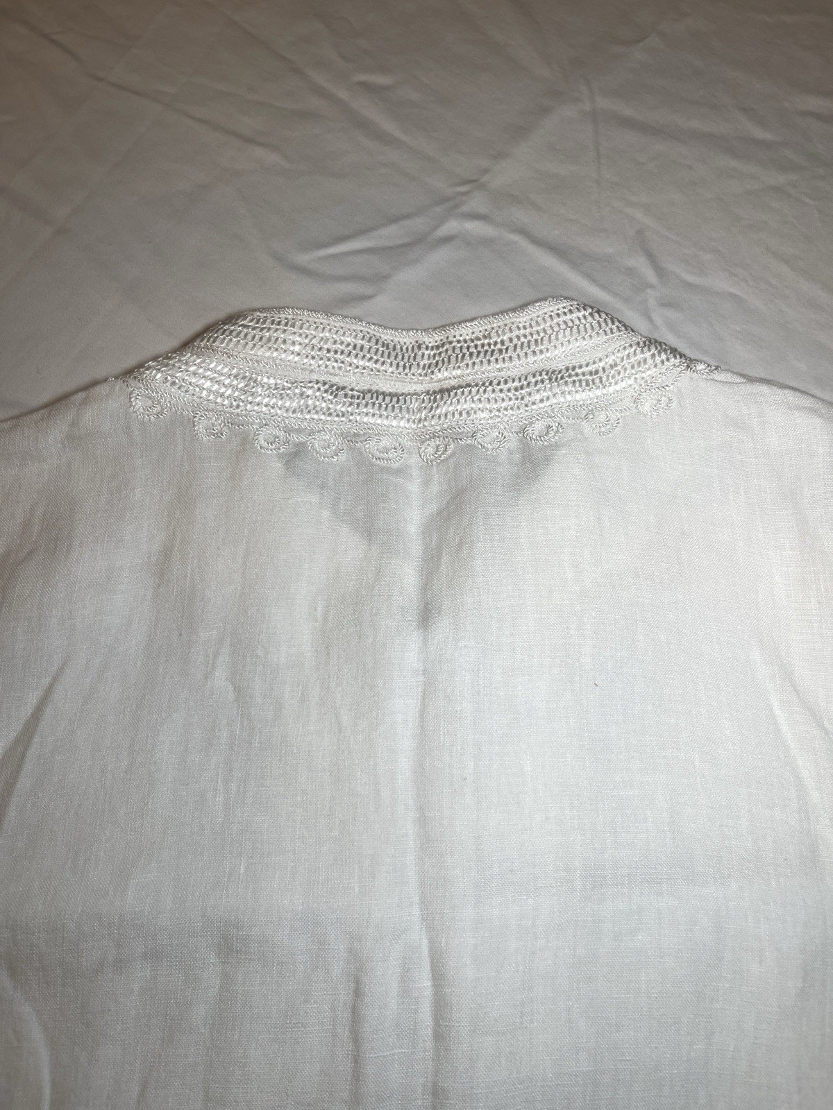 Soft Surroundings Women’s White Linen Embroidered Kurta Medium Made in India