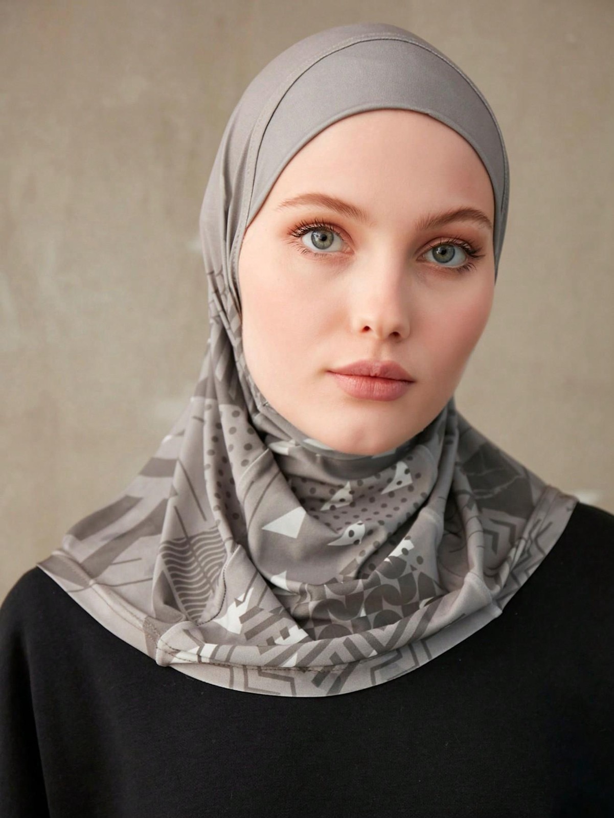 Women Sporty Muslim Inner Hijab Geometric Pattern Instant Turban Head Wrap Headb
