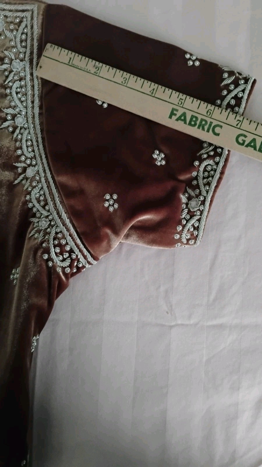 Indian Velvet Silk Embroidered Choli Blouse Handcrafted Brown Bridal/Festive New