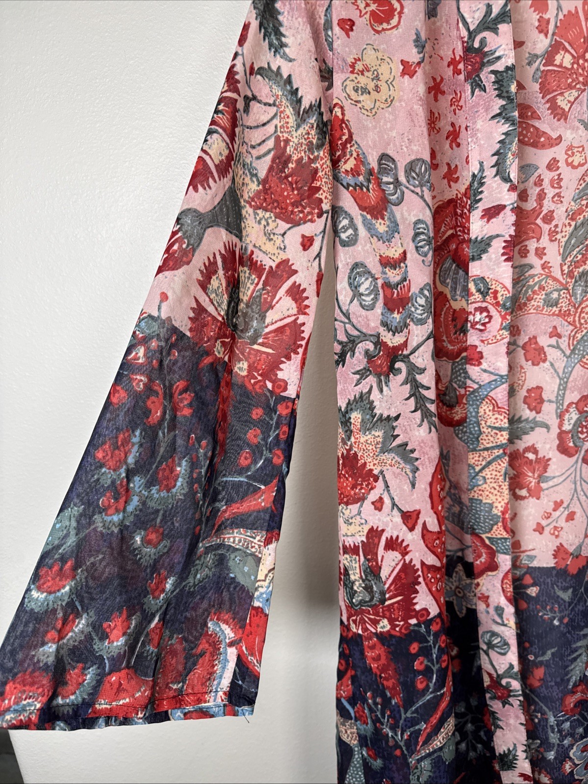 Jorja Kimono Duster XL sheer, open-front, bohemian romantic Floral Long Sleeve