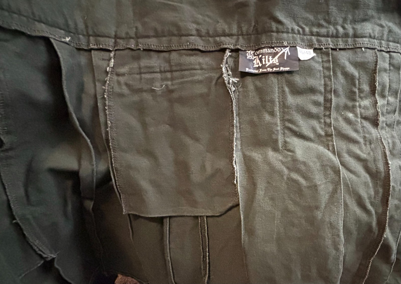 Kommando Kilts Utility Waist Size 46 48 Olive Green Pleated Buckle Pockets 2XL
