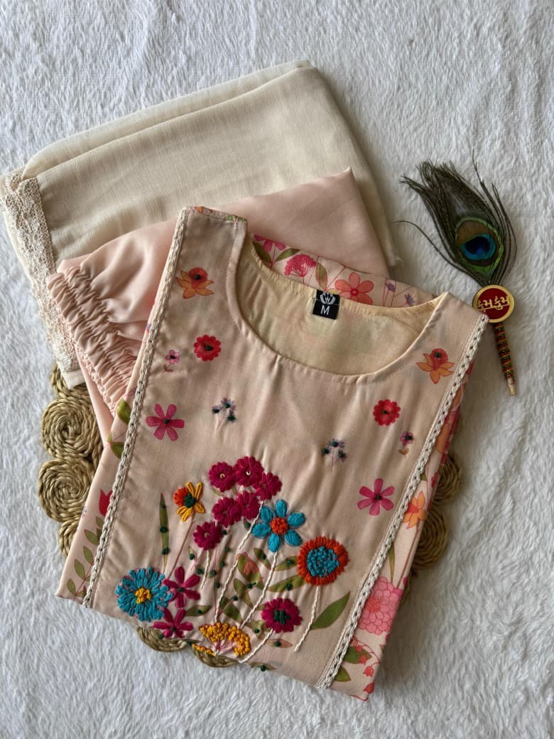 Pakistani Kurti Pant Dupatta Set Linen Cotton Digital Print Ethnic Wear Women