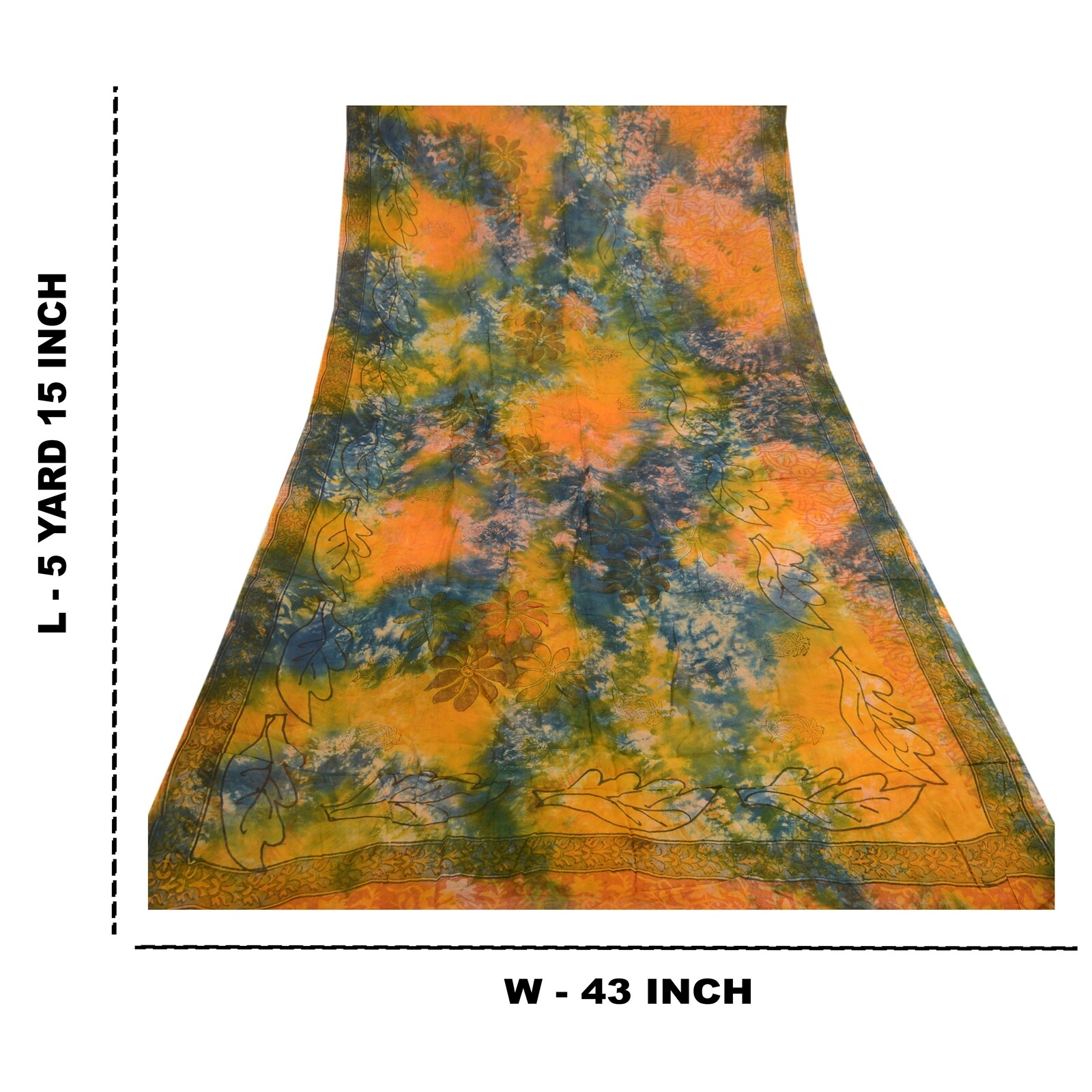 Sanskriti Vintage Saffron Tie-Dye Sarees Blend Georgette Sari Soft Craft Fabric