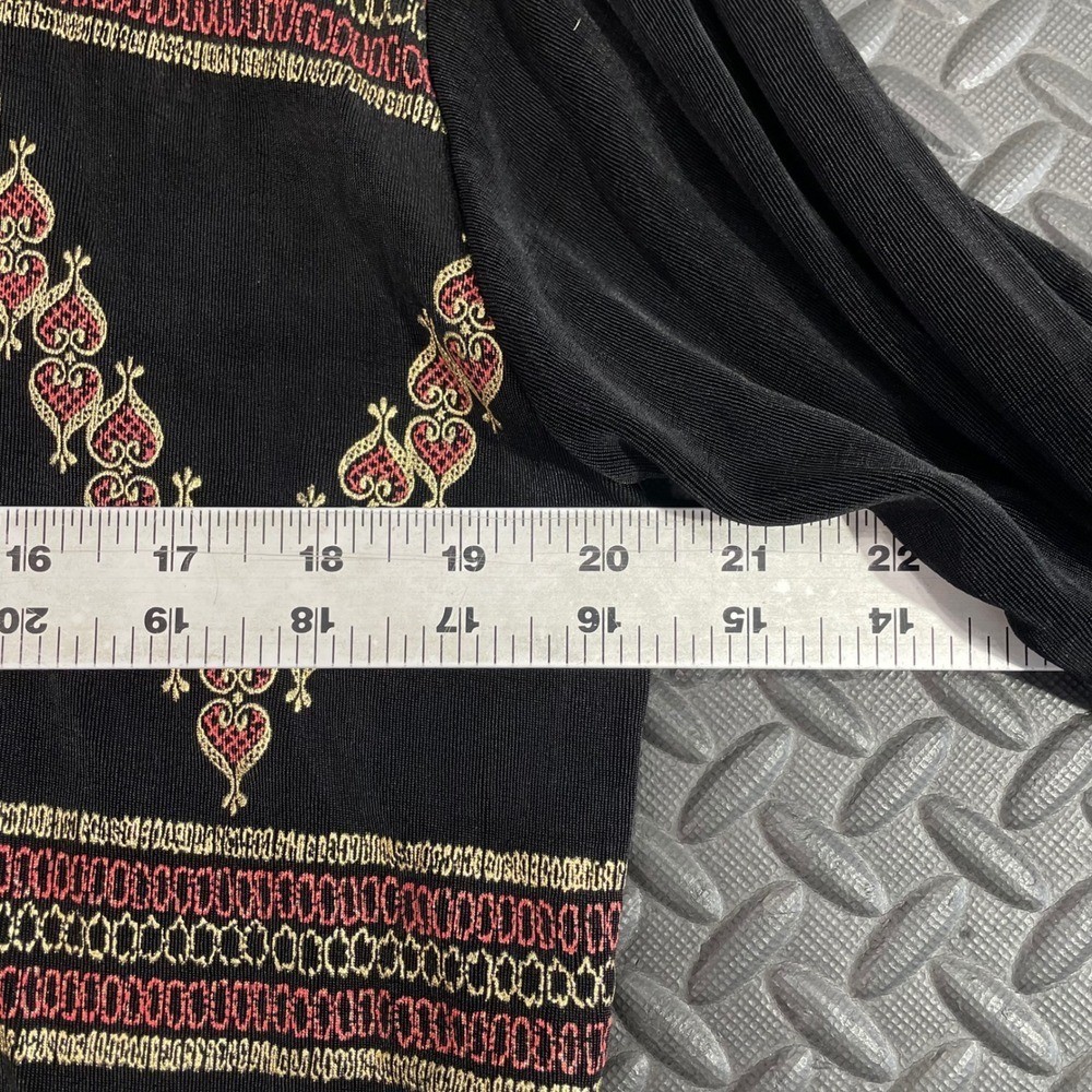 Vintage Geometric Pattern Black Silk Blend Made In Korea Full Zip Light Jacket L
