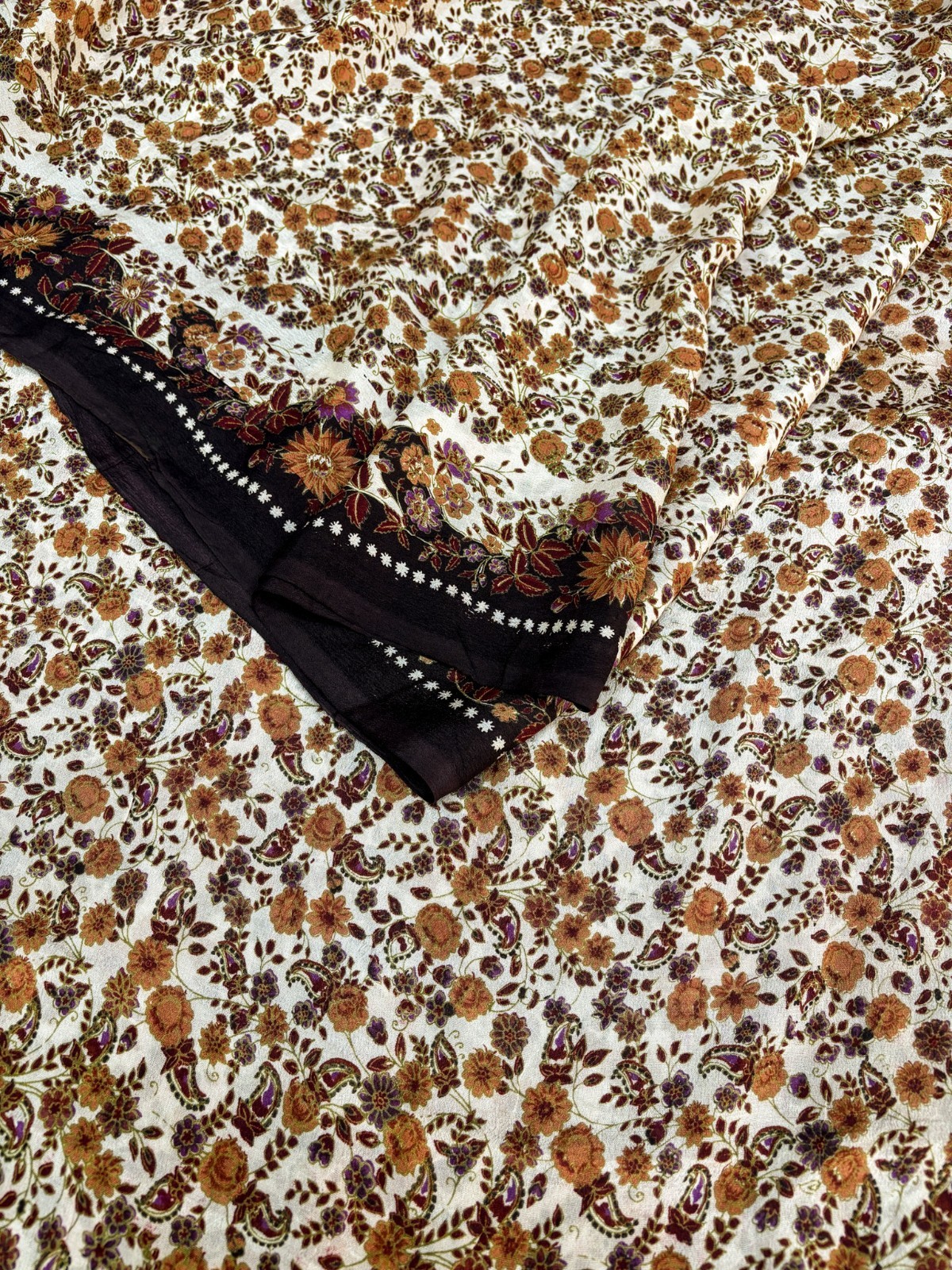 Vintage Chiffon Silk Saree, Lightweight Fabric for DIY & Sewing CS1189