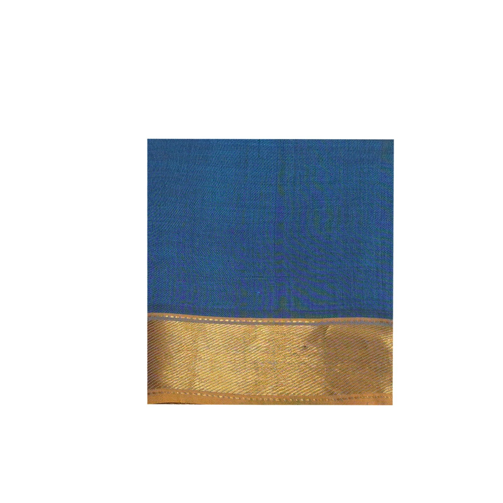 Vintage Peacock Blue Saree 100% Pure Cotton Zari Handwoven Sari 6YD Craft Fabric