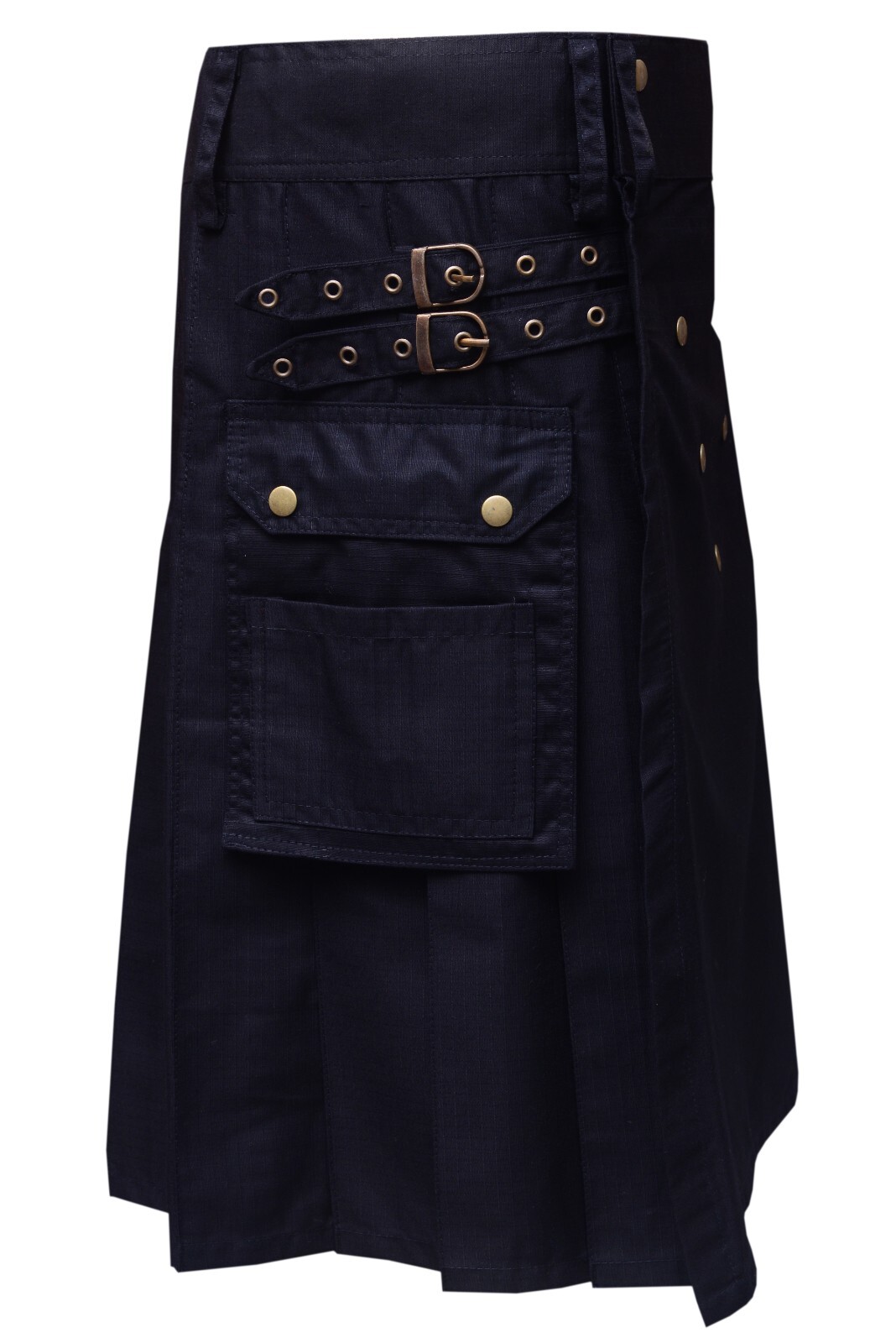 Men’s Black Utility Kilt Classic Cargo Kilt Modern Design D-Rings
